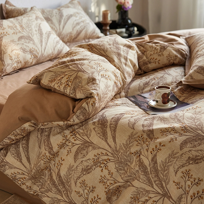 91家纺网 家纺一手货源 找家纺 （总）安莱生活 2025新款全棉拼角印花磨毛四件套-花卉系列