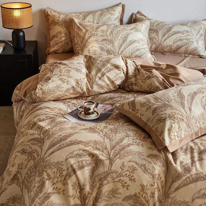 91家纺网 家纺一手货源 找家纺 （总）安莱生活 2025新款全棉拼角印花磨毛四件套-花卉系列