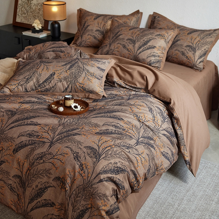 91家纺网 家纺一手货源 找家纺 （总）安莱生活 2025新款全棉拼角印花磨毛四件套-花卉系列