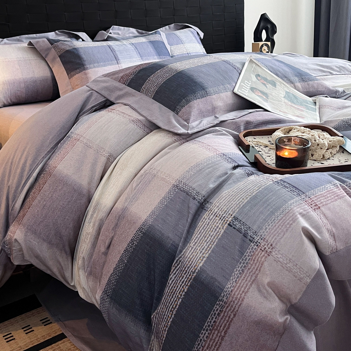 慕晨 2025新款全棉纯棉磨毛轻奢数码印花直播热款四件套 轻织漫冬