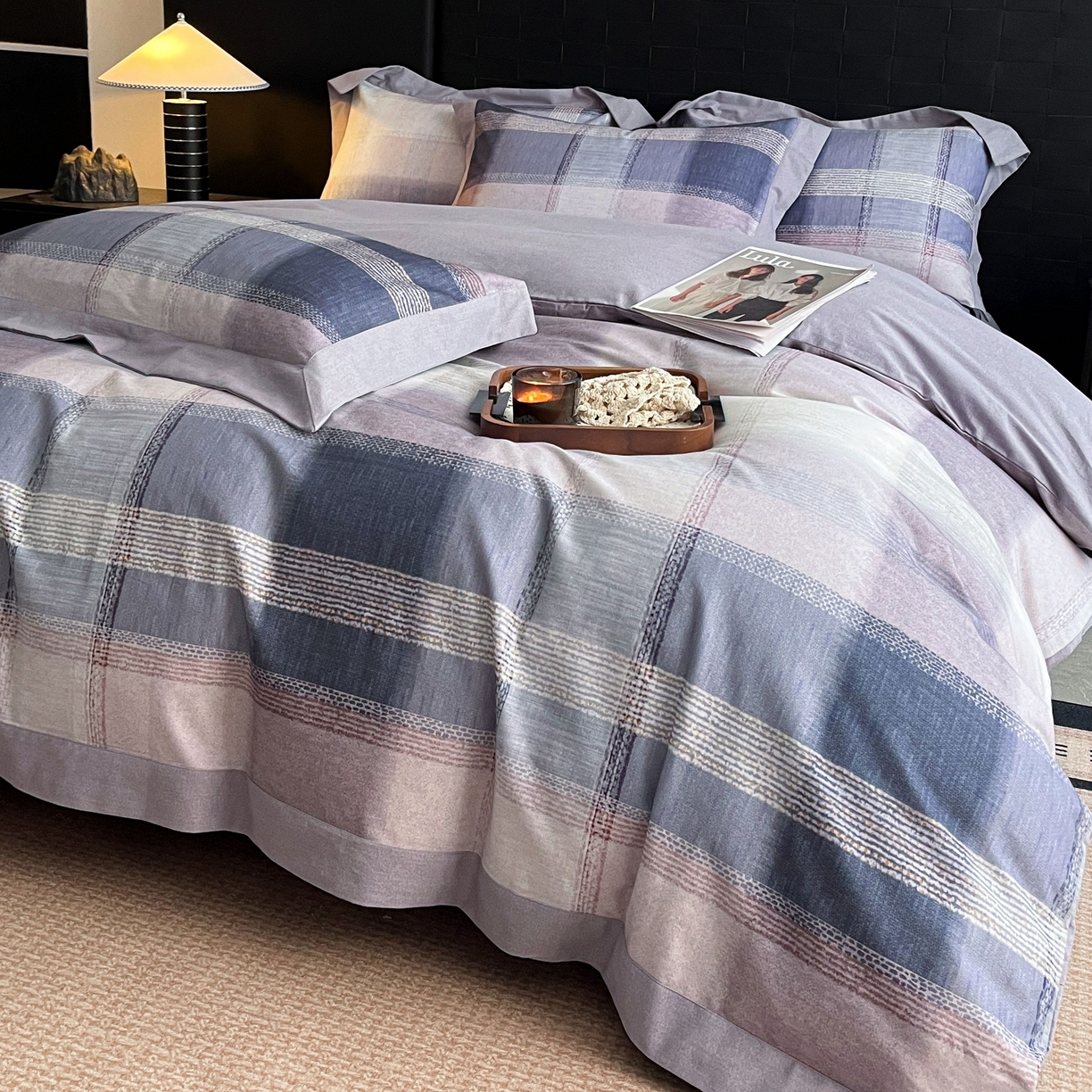 91家纺网 家纺一手货源 找家纺 慕晨 2025新款全棉纯棉磨毛轻奢数码印花直播热款四件套 轻织漫冬