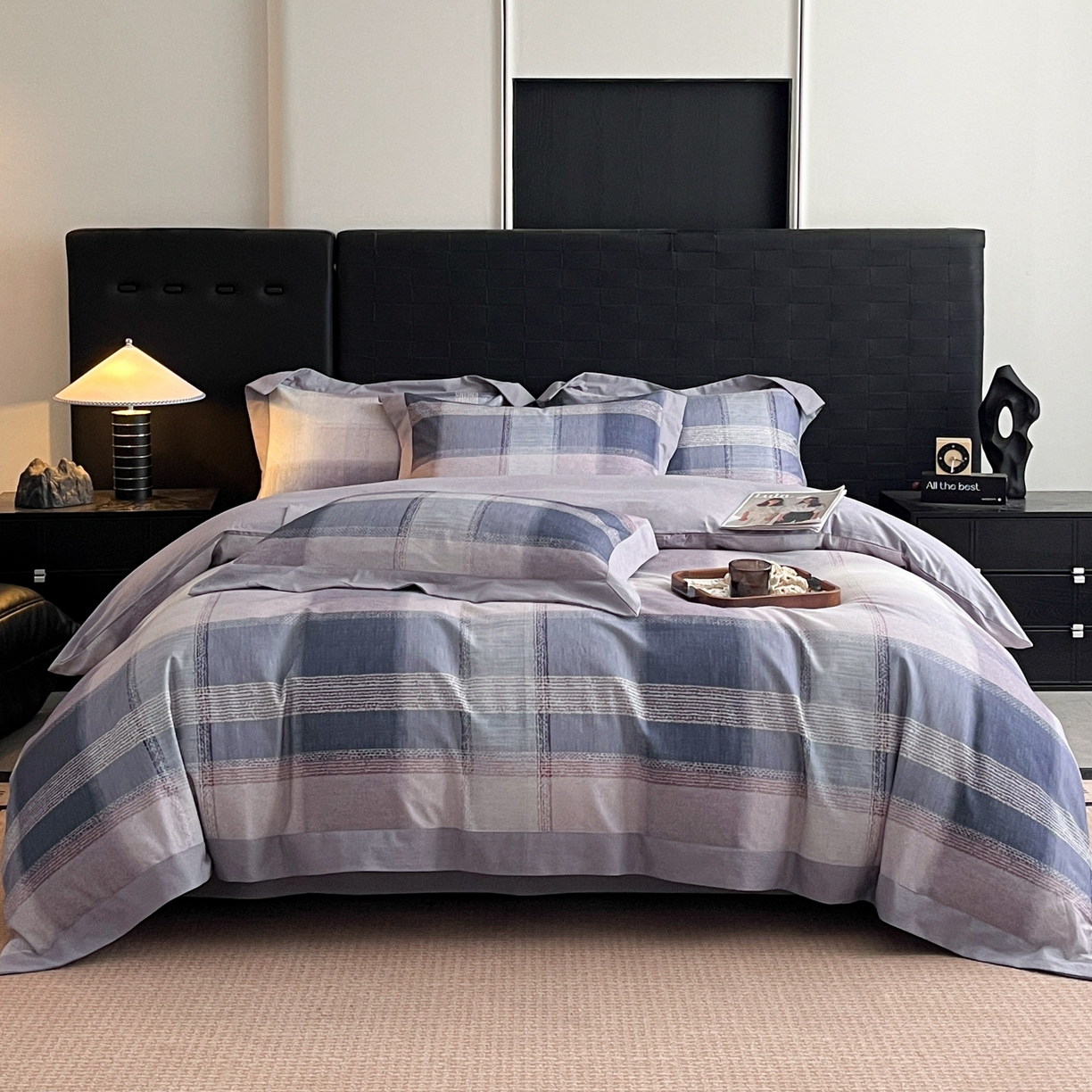 91家纺网 家纺一手货源 找家纺 慕晨 2025新款全棉纯棉磨毛轻奢数码印花直播热款四件套 轻织漫冬