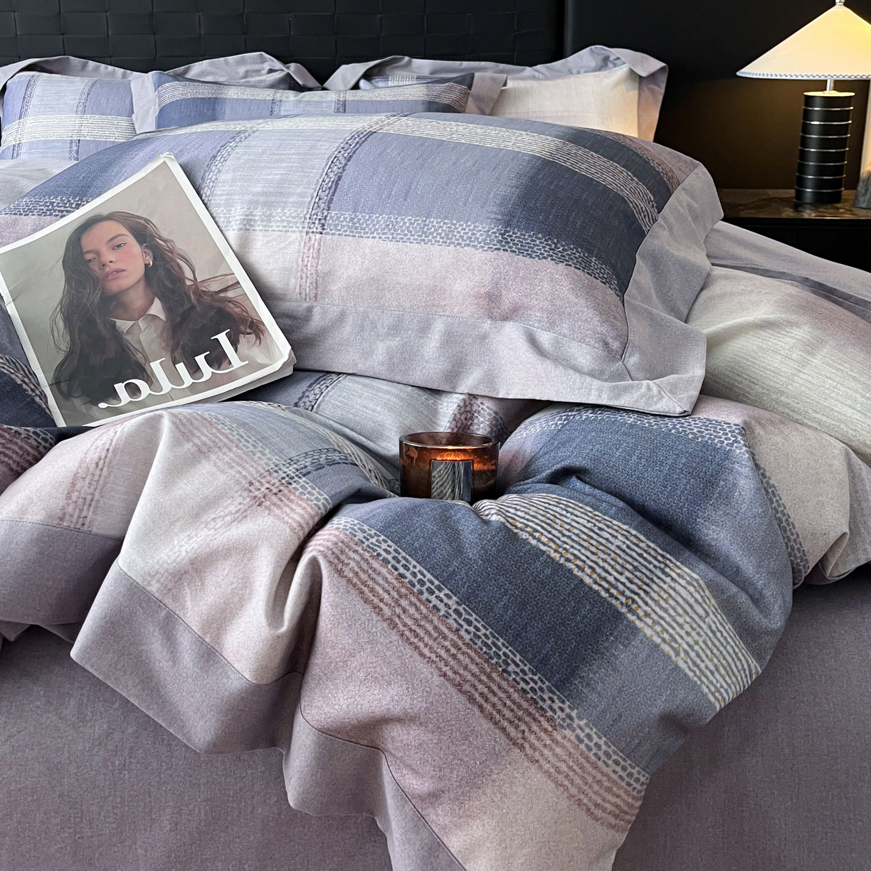 91家纺网 家纺一手货源 找家纺 慕晨 2025新款全棉纯棉磨毛轻奢数码印花直播热款四件套 轻织漫冬