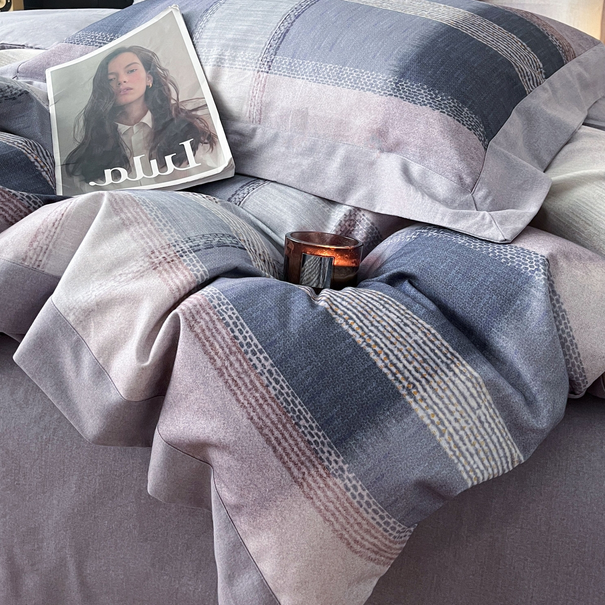 91家纺网 家纺一手货源 找家纺 慕晨 2025新款全棉纯棉磨毛轻奢数码印花直播热款四件套 轻织漫冬