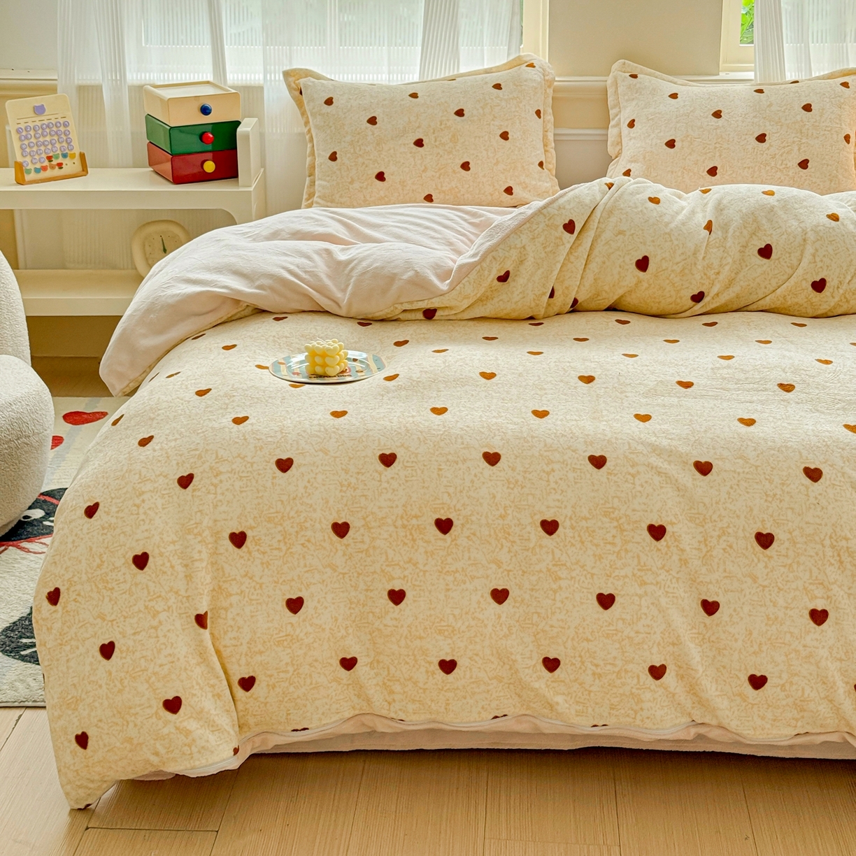 91家纺网 家纺一手货源 找家纺 绒裕家纺 2025秋冬新款230克8.5斤金貂绒牛奶绒四件套床单被套直播热款四件套 小欢喜