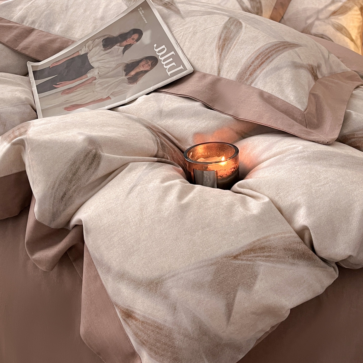 91家纺网 家纺一手货源 找家纺 慕晨 2025新款全棉纯棉磨毛轻奢数码印花直播热款四件套 清风徐来