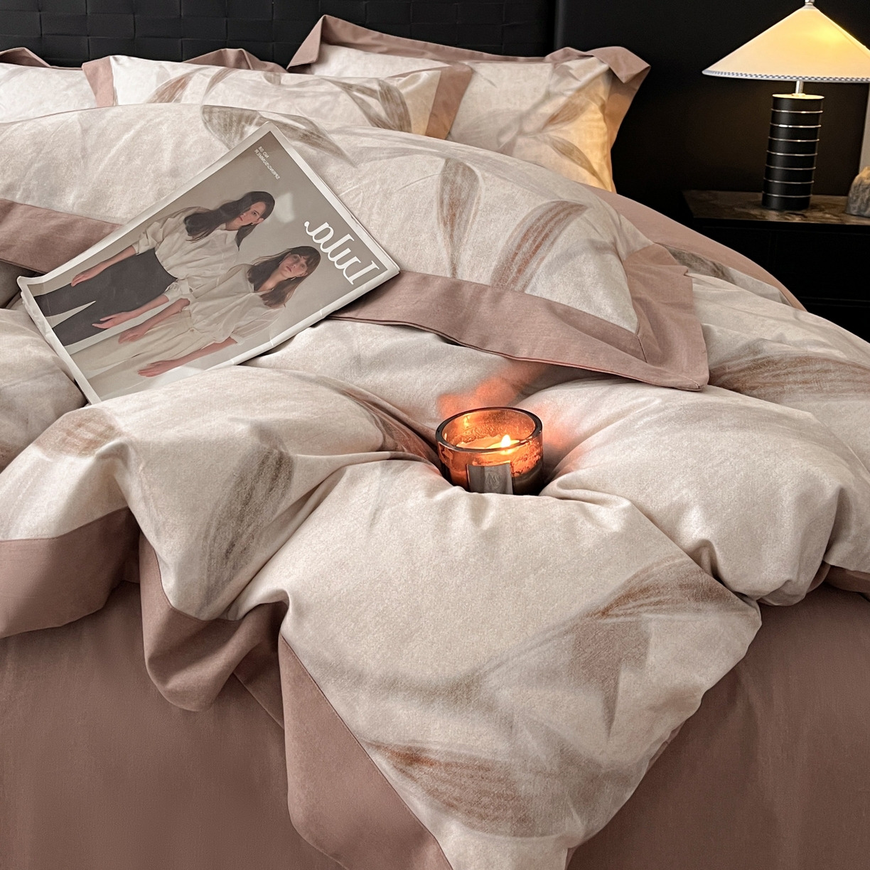 91家纺网 家纺一手货源 找家纺 慕晨 2025新款全棉纯棉磨毛轻奢数码印花直播热款四件套 清风徐来