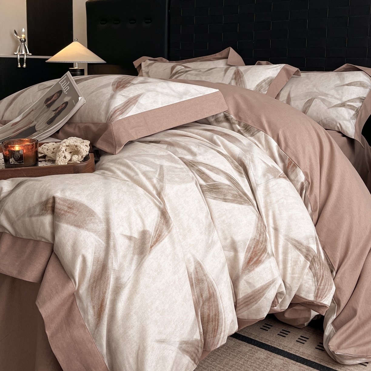 91家纺网 家纺一手货源 找家纺 慕晨 2025新款全棉纯棉磨毛轻奢数码印花直播热款四件套 清风徐来