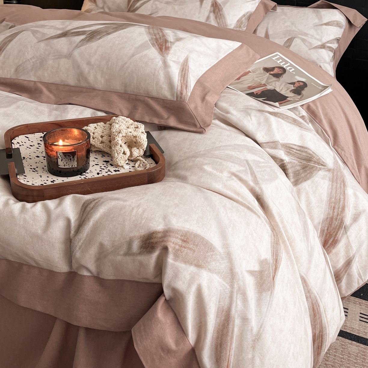 91家纺网 家纺一手货源 找家纺 慕晨 2025新款全棉纯棉磨毛轻奢数码印花直播热款四件套 清风徐来