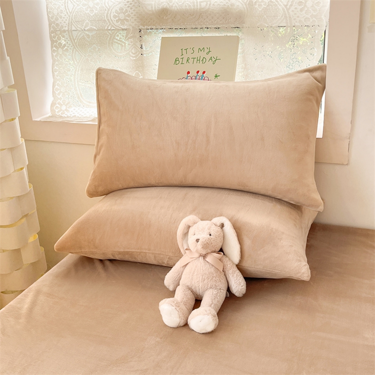 91家纺网 家纺一手货源 找家纺 绒裕家纺 2025秋冬新款230克8.5斤金貂绒牛奶绒四件套床单被套直播热款四件套 奶咖