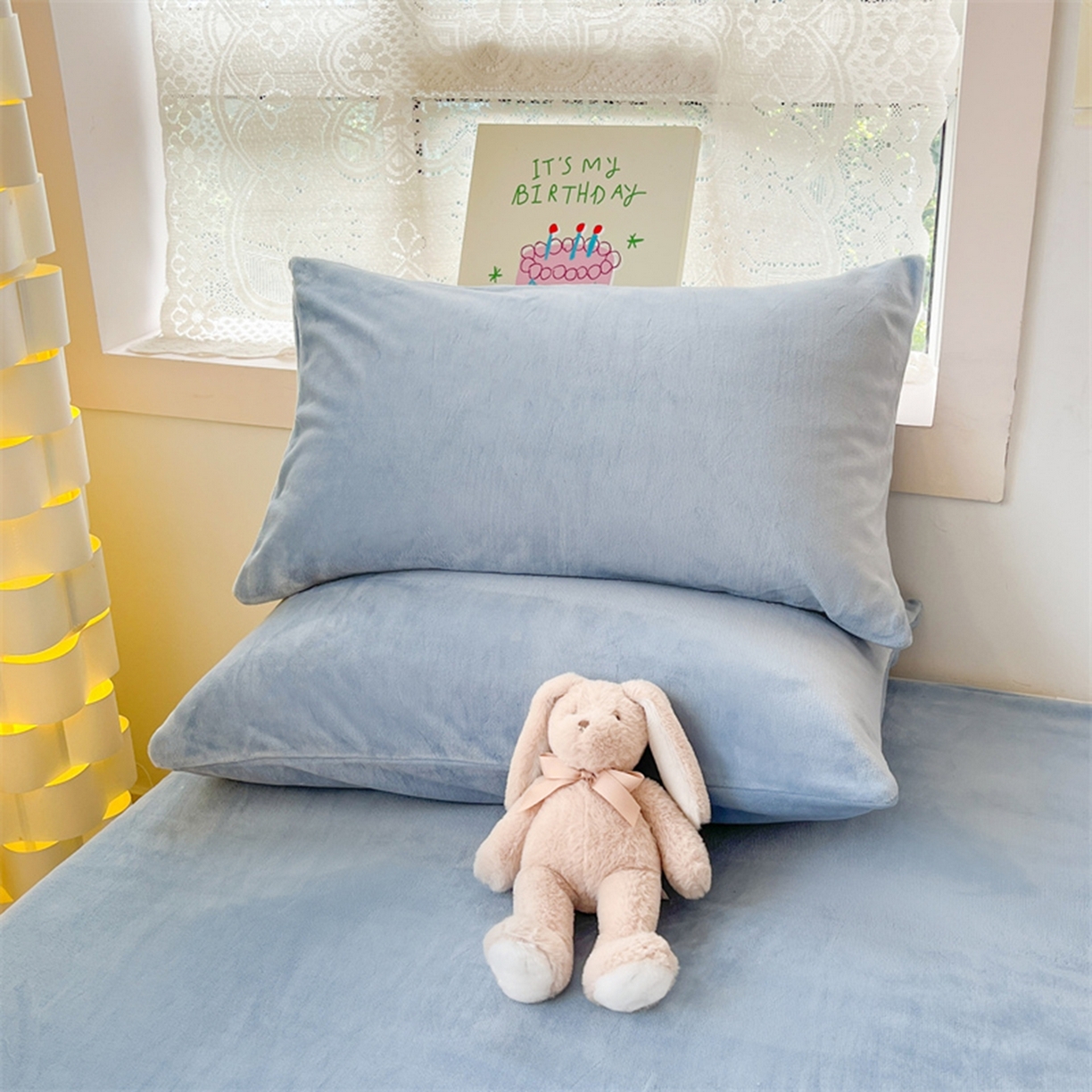 91家纺网 家纺一手货源 找家纺 绒裕家纺 2025秋冬新款230克8.5斤金貂绒牛奶绒四件套床单被套直播热款四件套 奶蓝