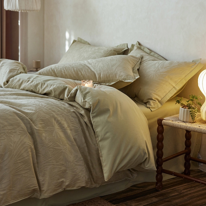 安莱生活 2025新款A类高定款新疆长绒棉提花拼角磨毛四件套-科罗拉 科罗拉-青蔓