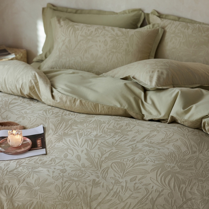 91家纺网 家纺一手货源 找家纺 安莱生活 2025新款A类高定款新疆长绒棉提花拼角磨毛四件套-科罗拉 科罗拉-青蔓