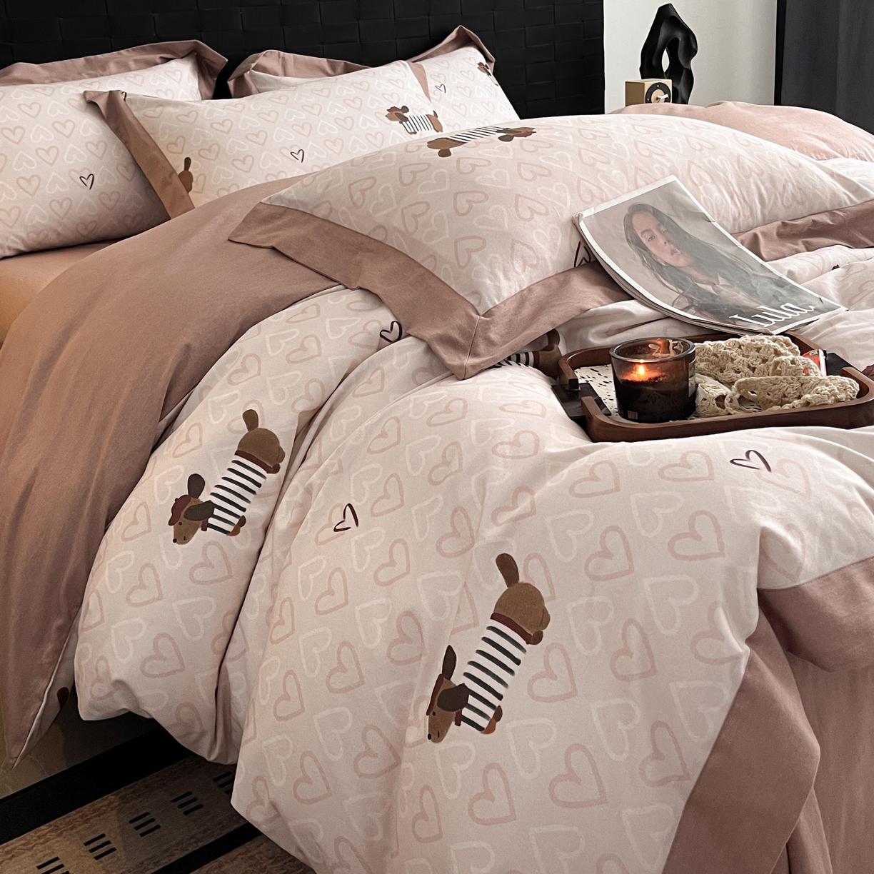 慕晨 2025新款全棉纯棉磨毛轻奢数码印花直播热款四件套 旺趣