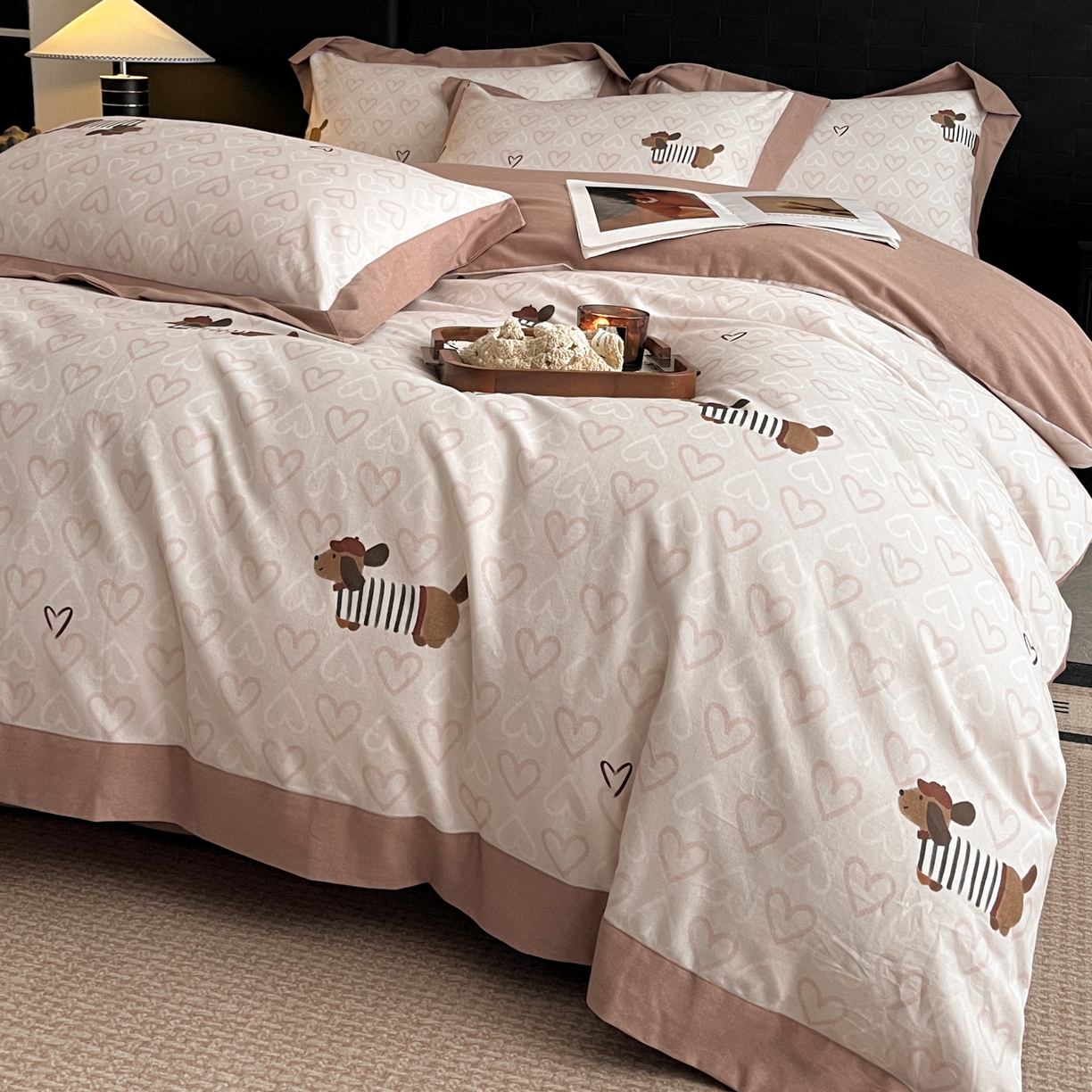 91家纺网 家纺一手货源 找家纺 慕晨 2025新款全棉纯棉磨毛轻奢数码印花直播热款四件套 旺趣