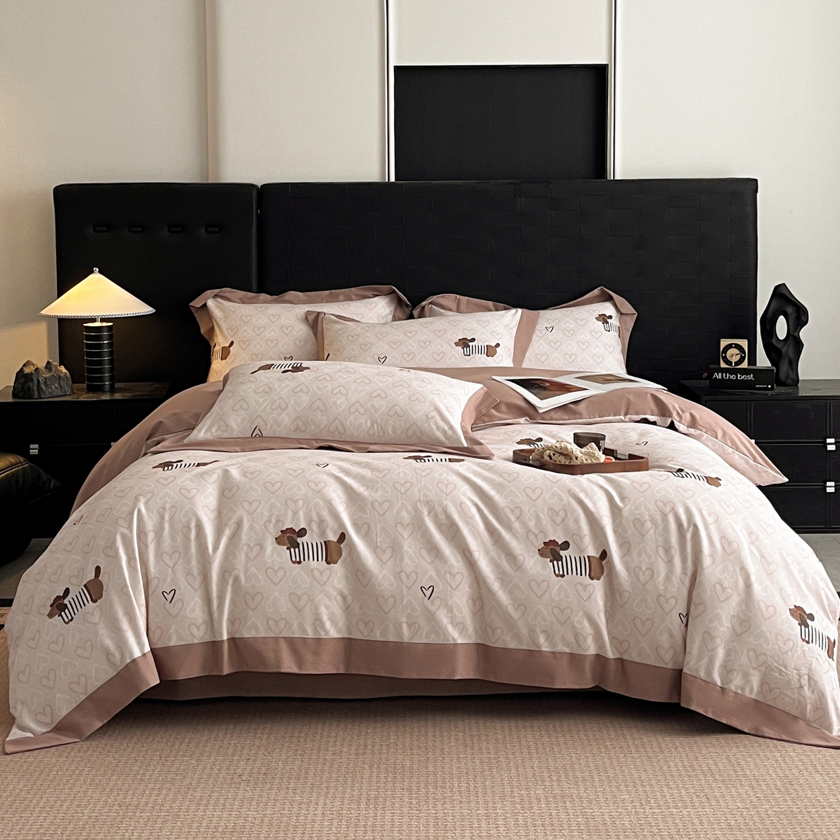 91家纺网 家纺一手货源 找家纺 慕晨 2025新款全棉纯棉磨毛轻奢数码印花直播热款四件套 旺趣