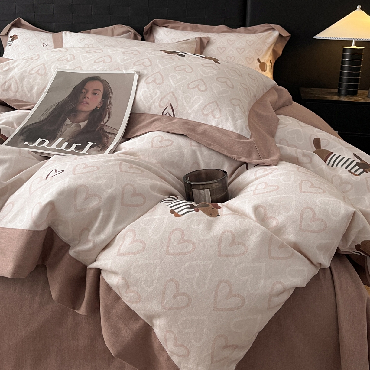 91家纺网 家纺一手货源 找家纺 慕晨 2025新款全棉纯棉磨毛轻奢数码印花直播热款四件套 旺趣