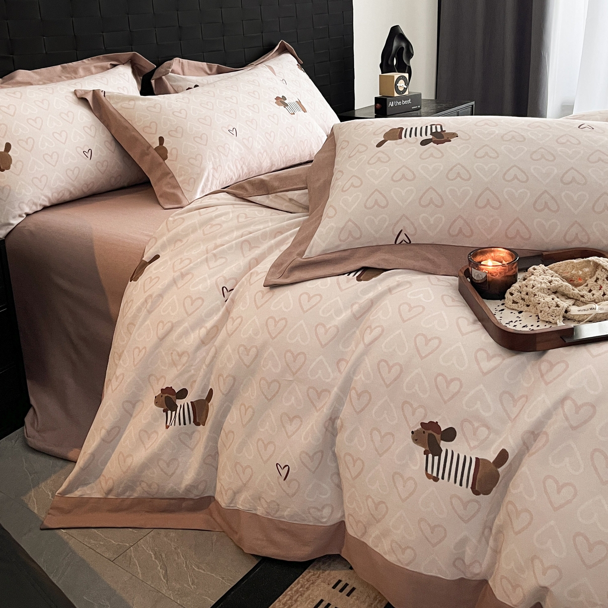 91家纺网 家纺一手货源 找家纺 慕晨 2025新款全棉纯棉磨毛轻奢数码印花直播热款四件套 旺趣