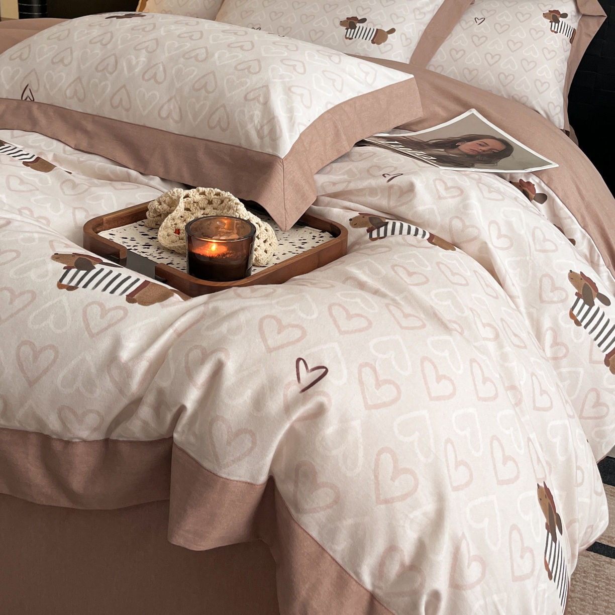 91家纺网 家纺一手货源 找家纺 慕晨 2025新款全棉纯棉磨毛轻奢数码印花直播热款四件套 旺趣