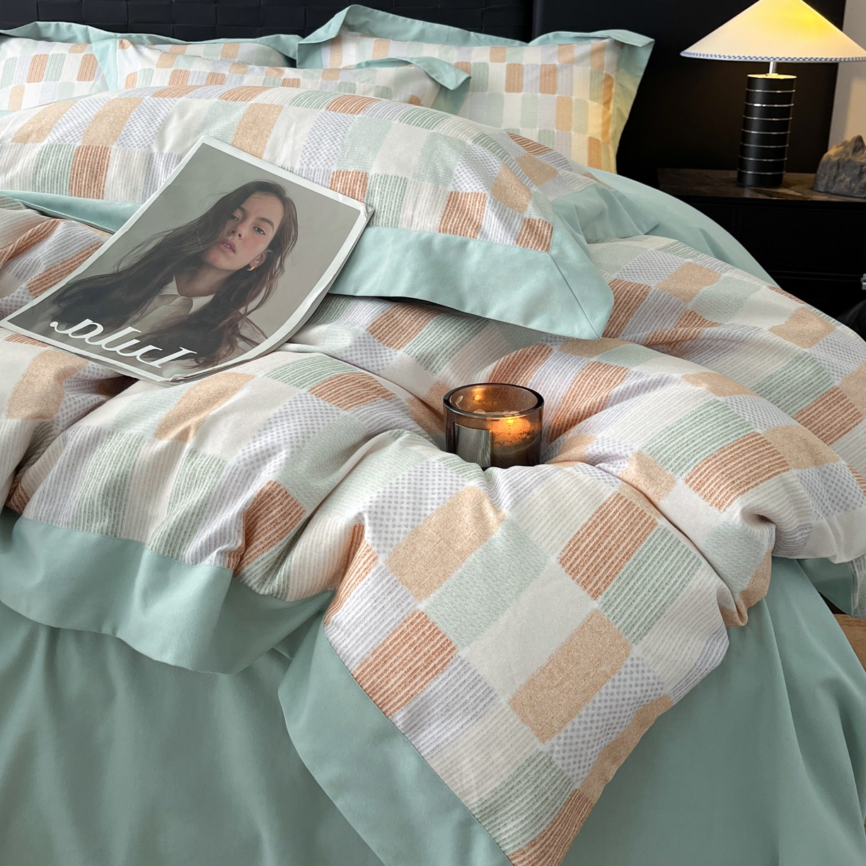 91家纺网 家纺一手货源 找家纺 慕晨 2025新款全棉纯棉磨毛轻奢数码印花直播热款四件套 闲偶