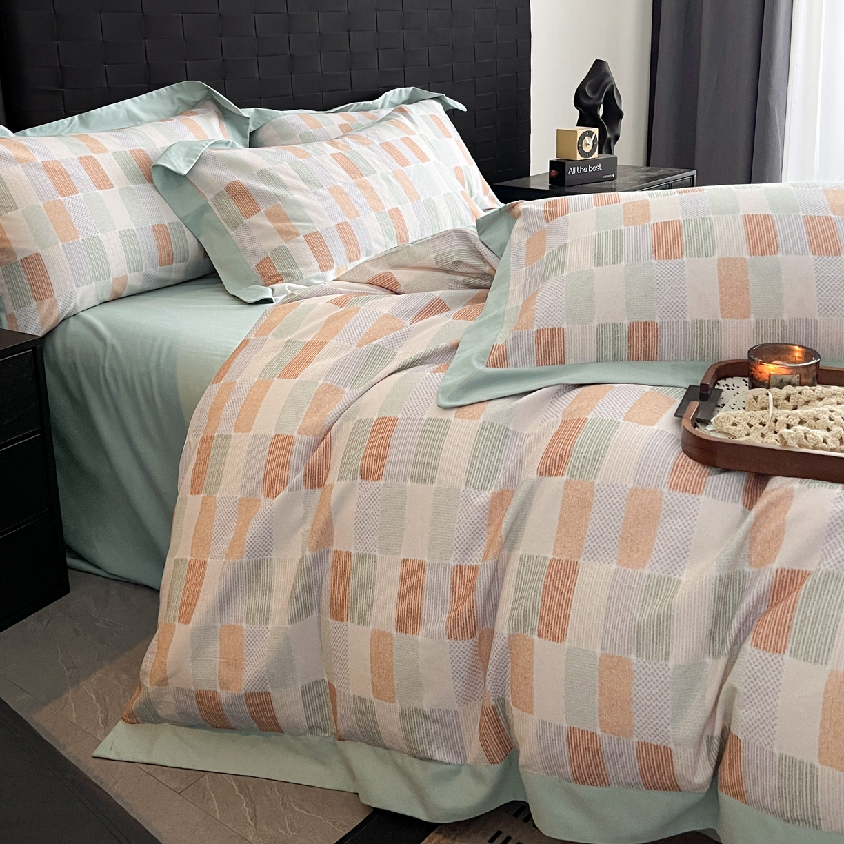 91家纺网 家纺一手货源 找家纺 慕晨 2025新款全棉纯棉磨毛轻奢数码印花直播热款四件套 闲偶