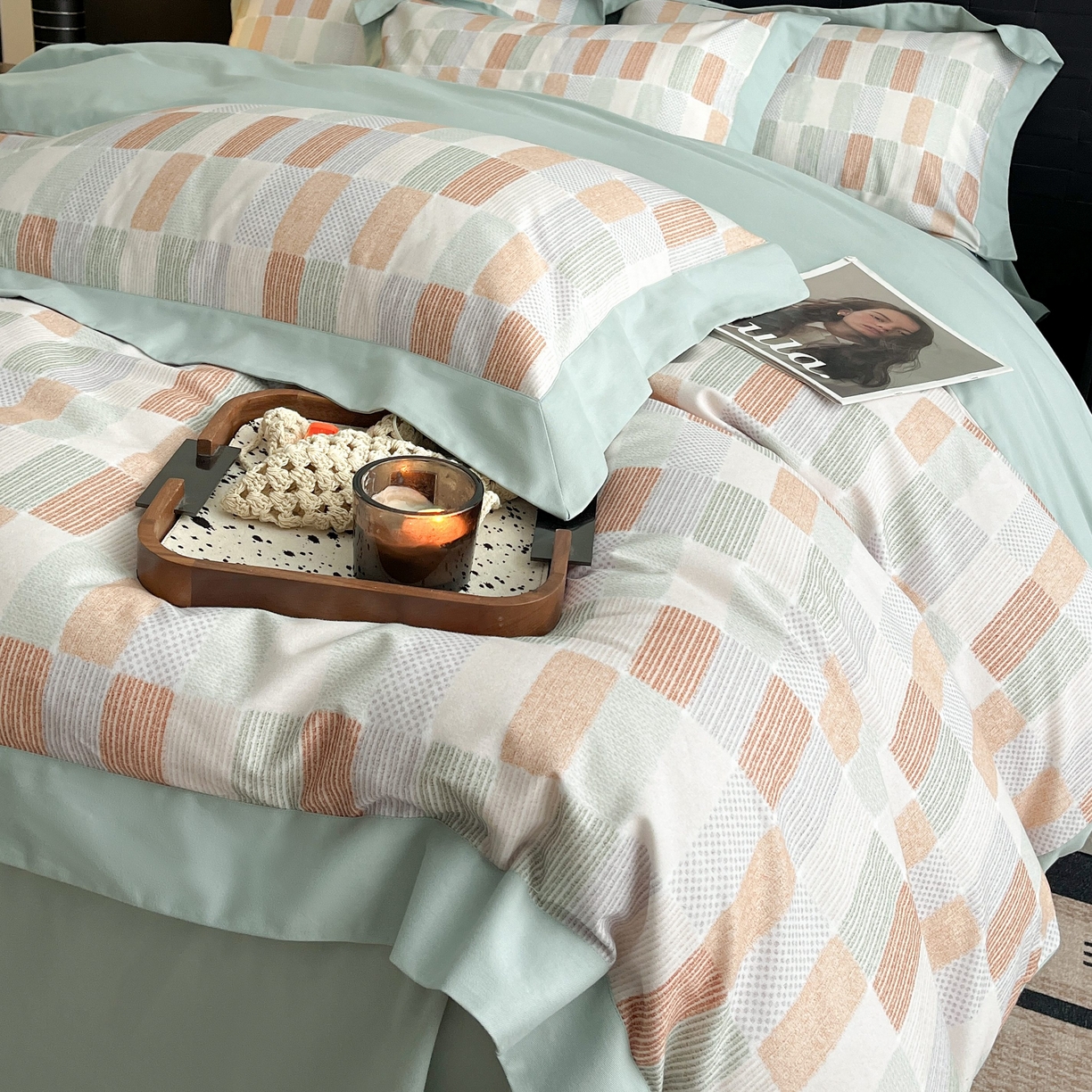 91家纺网 家纺一手货源 找家纺 慕晨 2025新款全棉纯棉磨毛轻奢数码印花直播热款四件套 闲偶