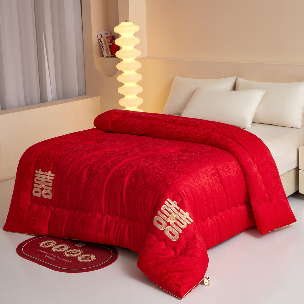 91家纺网 家纺一手货源 找家纺 （总）欢乐季 2025新款7A抗菌A类贡缎提花婚庆被春秋被冬被被子被芯