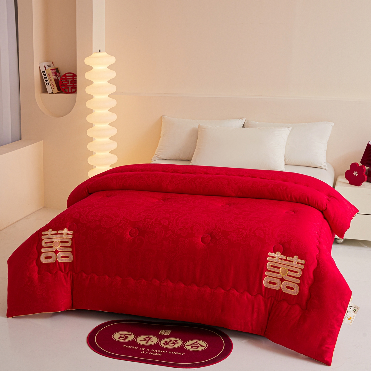 91家纺网 家纺一手货源 找家纺 （总）欢乐季 2025新款7A抗菌A类贡缎提花婚庆被春秋被冬被被子被芯