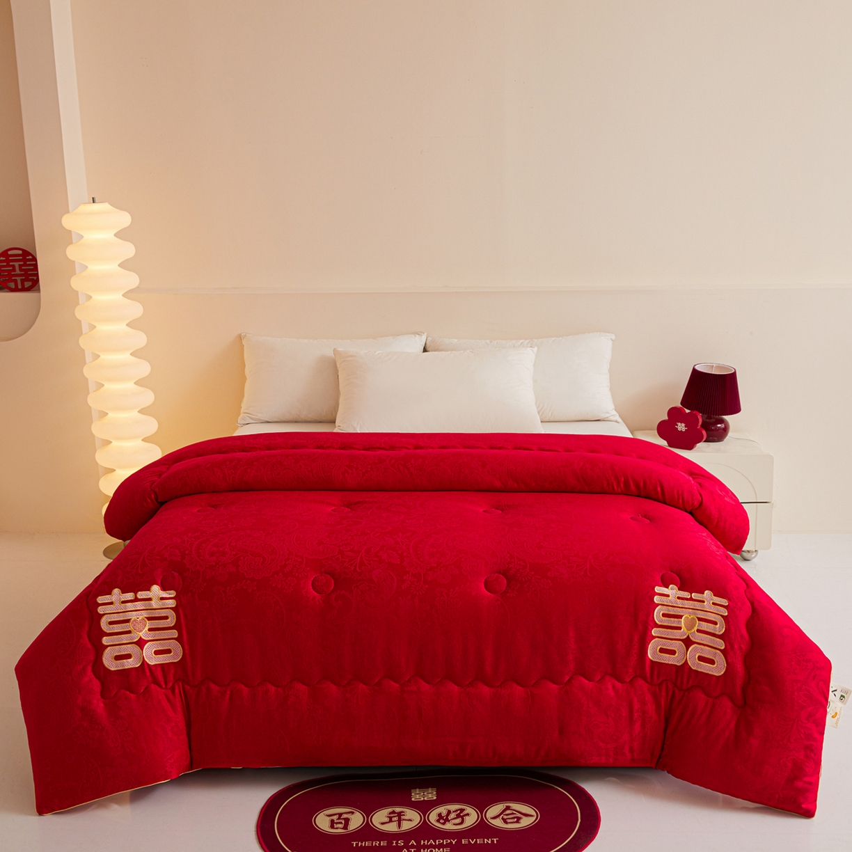 91家纺网 家纺一手货源 找家纺 （总）欢乐季 2025新款7A抗菌A类贡缎提花婚庆被春秋被冬被被子被芯
