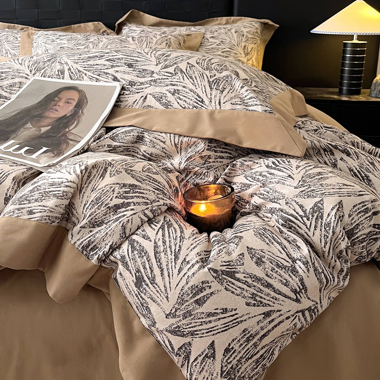 91家纺网 家纺一手货源 找家纺 慕晨 2025新款全棉纯棉磨毛轻奢数码印花直播热款四件套 雅集