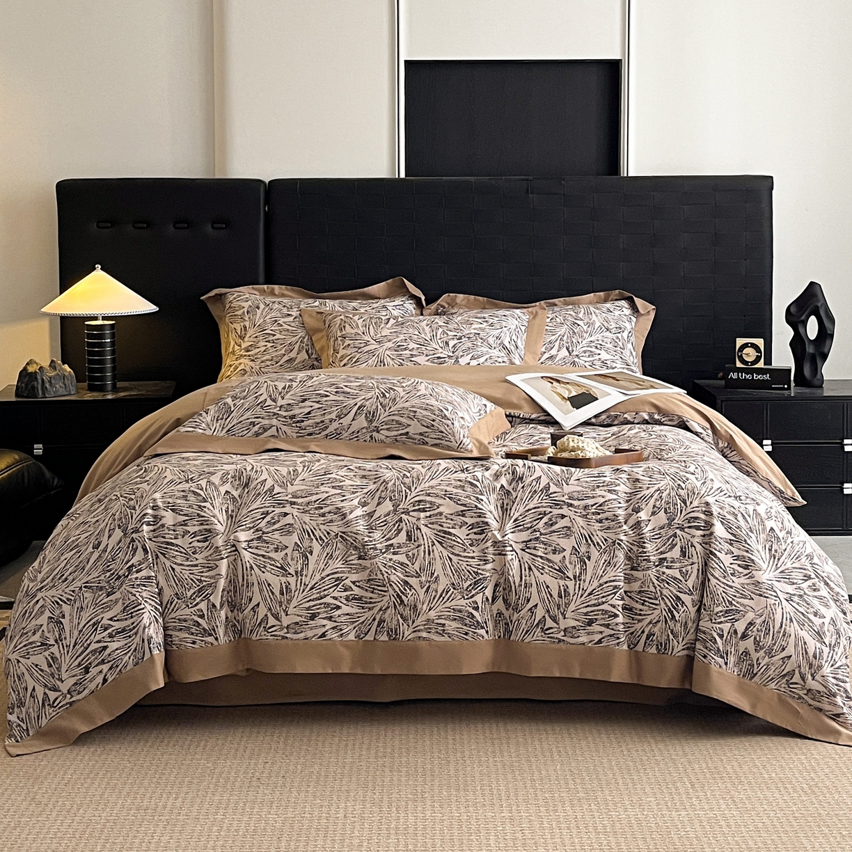 91家纺网 家纺一手货源 找家纺 慕晨 2025新款全棉纯棉磨毛轻奢数码印花直播热款四件套 雅集