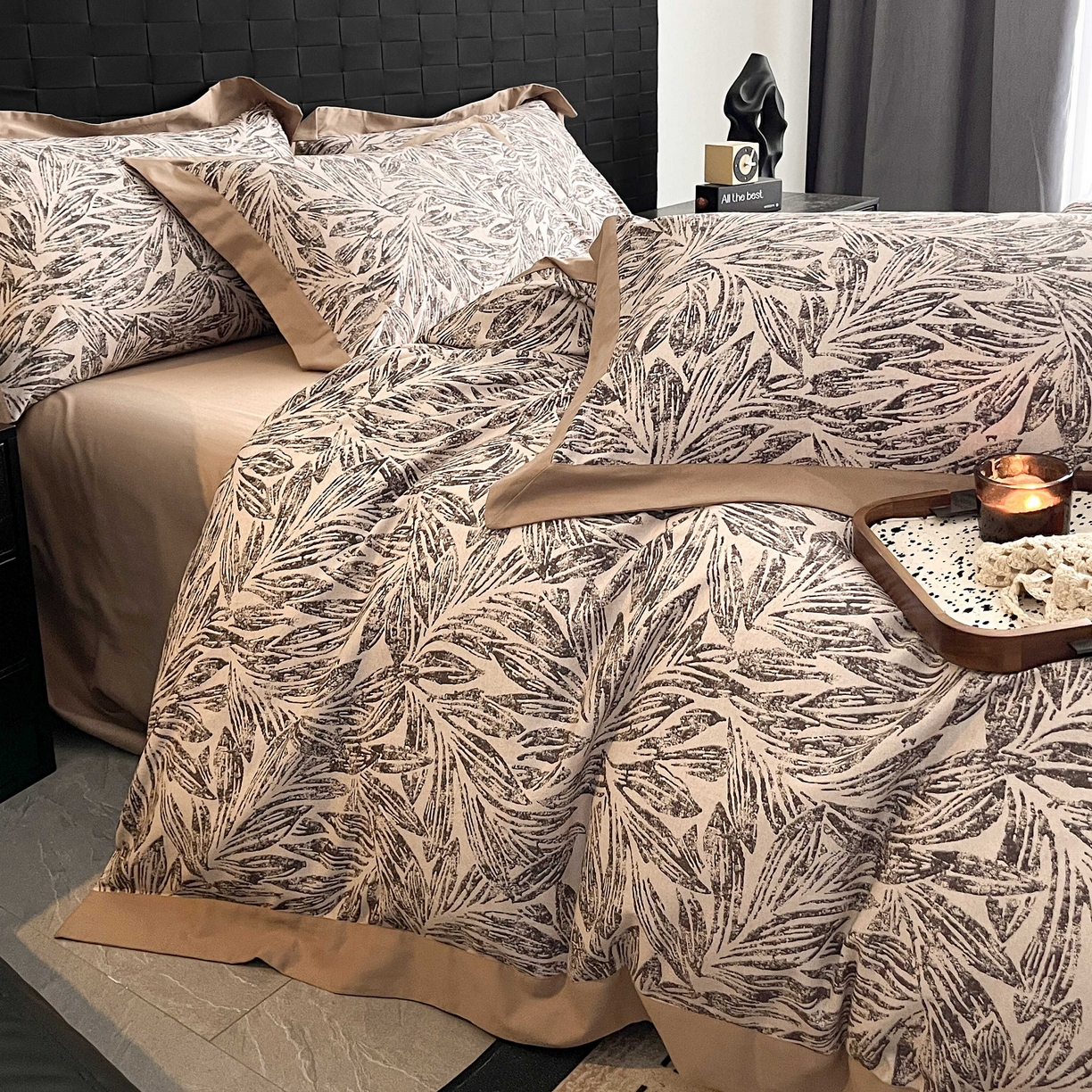 91家纺网 家纺一手货源 找家纺 慕晨 2025新款全棉纯棉磨毛轻奢数码印花直播热款四件套 雅集