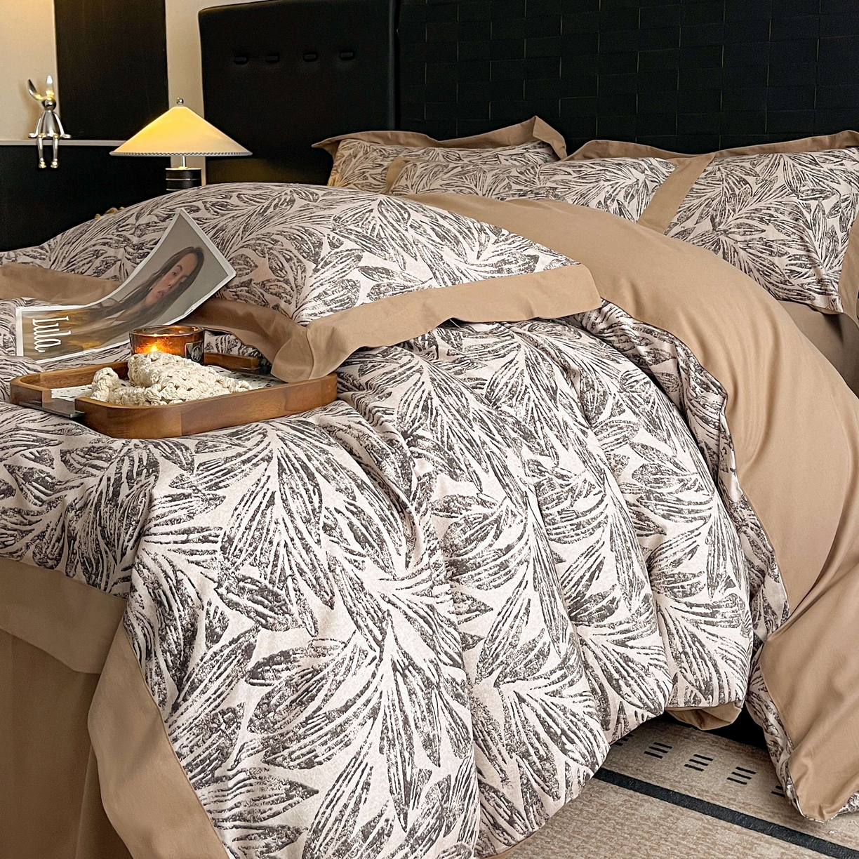 91家纺网 家纺一手货源 找家纺 慕晨 2025新款全棉纯棉磨毛轻奢数码印花直播热款四件套 雅集