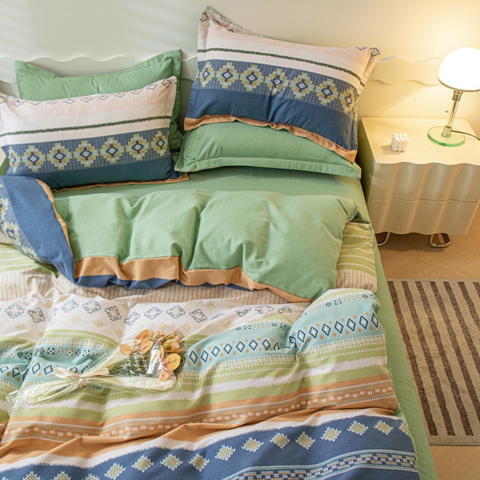 91家纺网 家纺一手货源 找家纺 卧趣家纺 2025新款原棉磨毛印花四件套 达米安