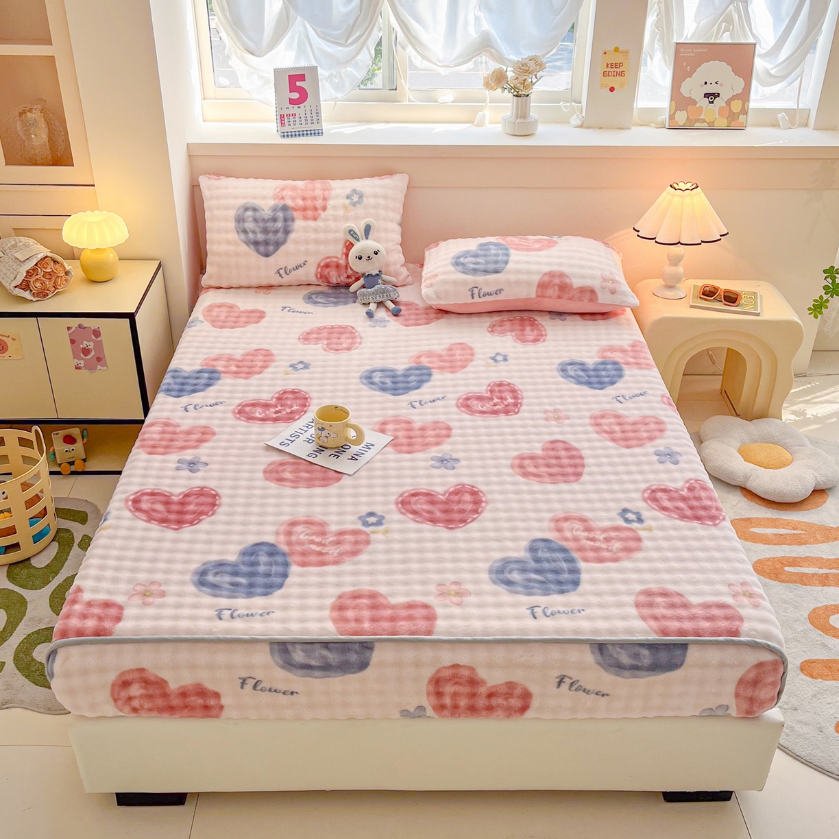 91家纺网 家纺一手货源 找家纺 （总）慕梵家居 2025新款泡泡绒床笠泡泡兔绒床罩外贸可以定做尺寸单品床笠单件床笠