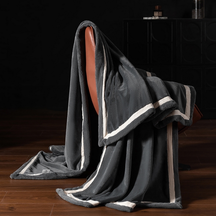 91家纺网 家纺一手货源 找家纺 网客家纺 2025新款7A抗菌抗静电舒适百搭毛绒毯 7A抗菌毯-金典灰