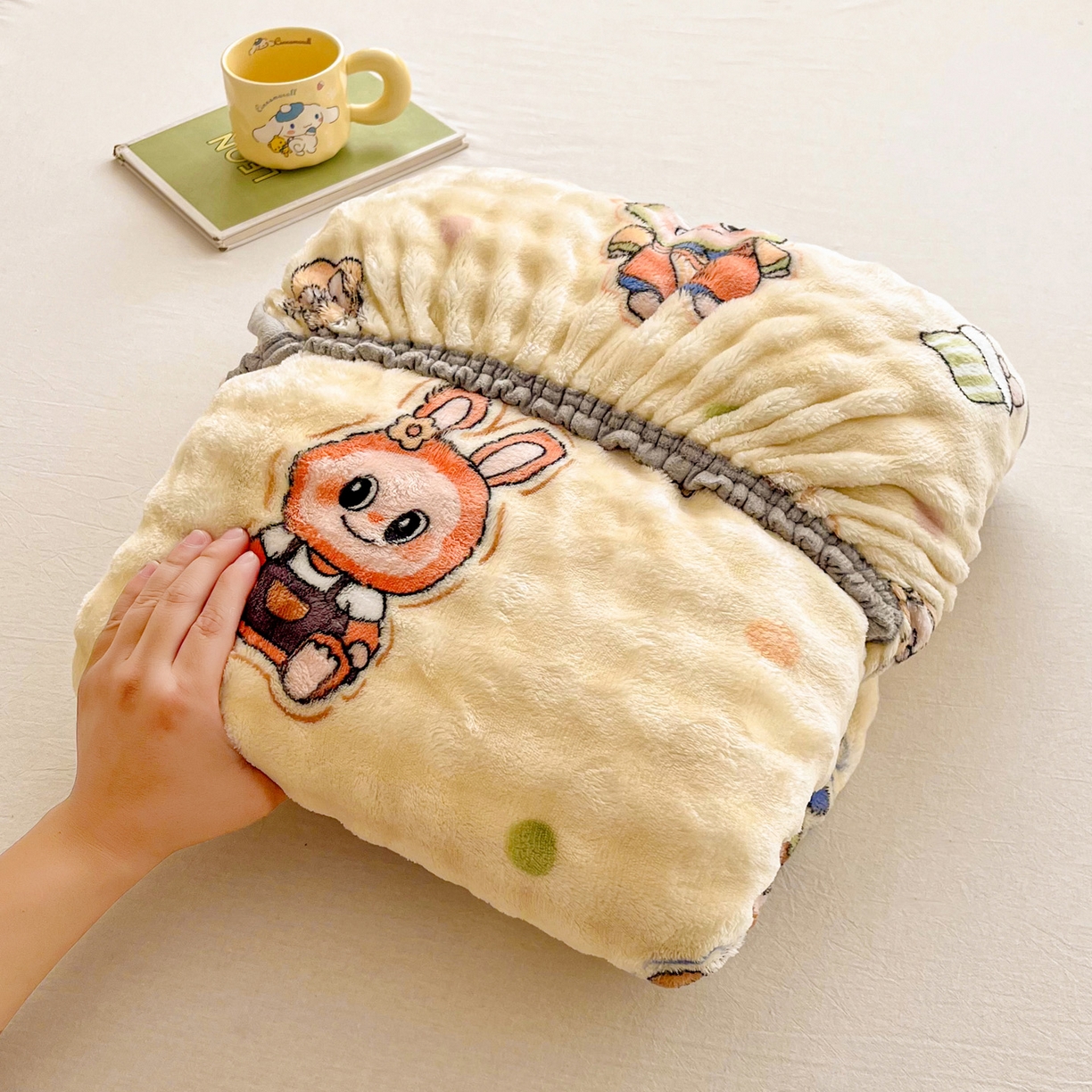 91家纺网 家纺一手货源 找家纺 慕梵家居 2025新款泡泡绒床笠泡泡兔绒床罩外贸可以定做尺寸单品床笠单件床笠 潮玩布布-米