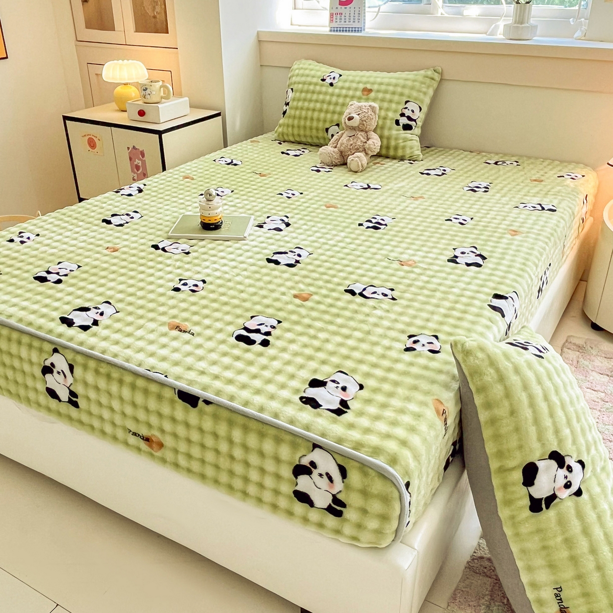 91家纺网 家纺一手货源 找家纺 慕梵家居 2025新款泡泡绒床笠泡泡兔绒床罩外贸可以定做尺寸单品床笠单件床笠 小胖哒