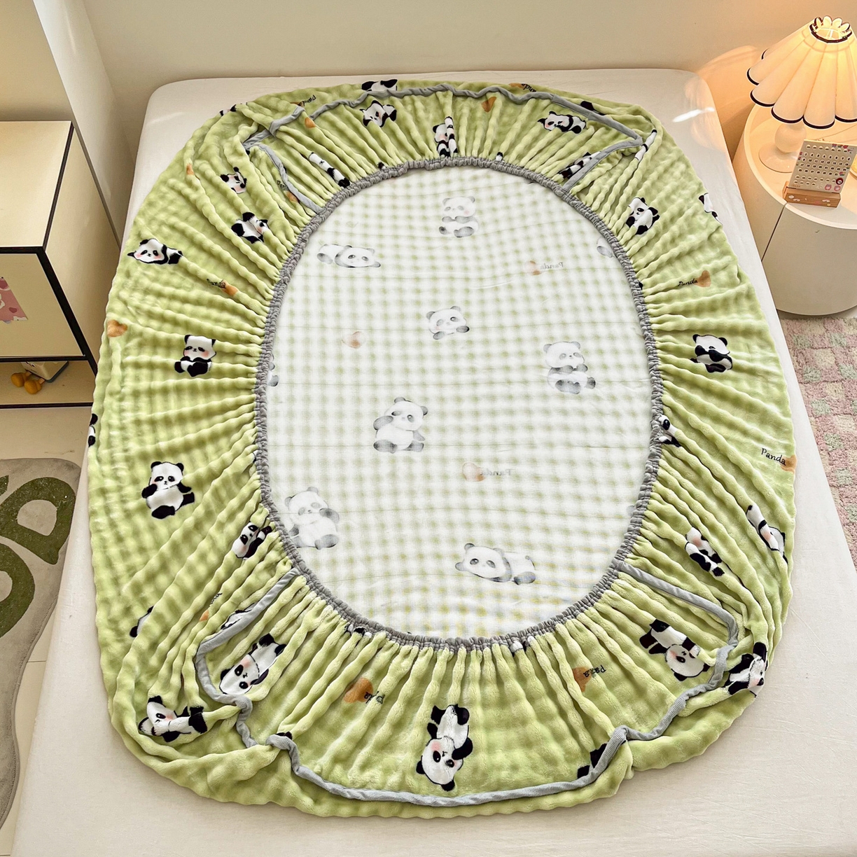 91家纺网 家纺一手货源 找家纺 慕梵家居 2025新款泡泡绒床笠泡泡兔绒床罩外贸可以定做尺寸单品床笠单件床笠 小胖哒