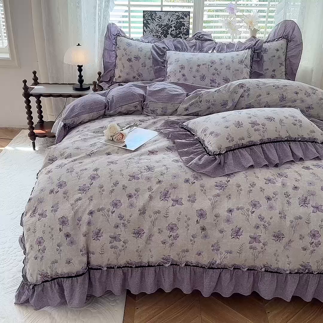 91家纺网 家纺一手货源 找家纺 （总）唐人居 2025新款水洗亚麻四件套