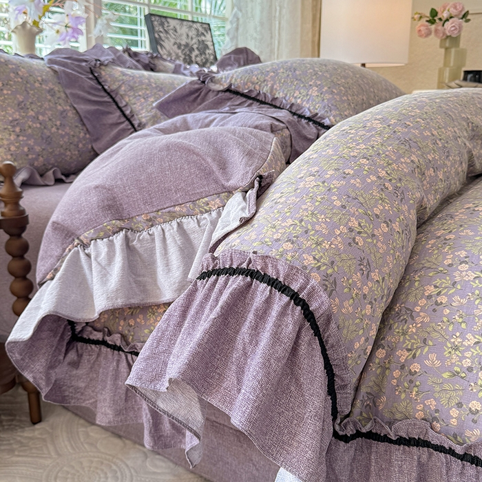 唐人居 2025新款水洗亚麻四件套 椿野繁花