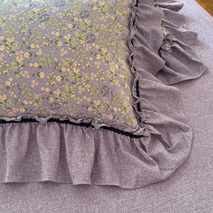 91家纺网 家纺一手货源 找家纺 唐人居 2025新款水洗亚麻四件套 椿野繁花