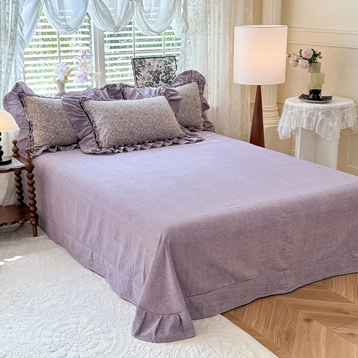 91家纺网 家纺一手货源 找家纺 唐人居 2025新款水洗亚麻四件套 椿野繁花