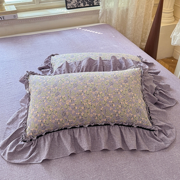 91家纺网 家纺一手货源 找家纺 唐人居 2025新款水洗亚麻四件套 椿野繁花