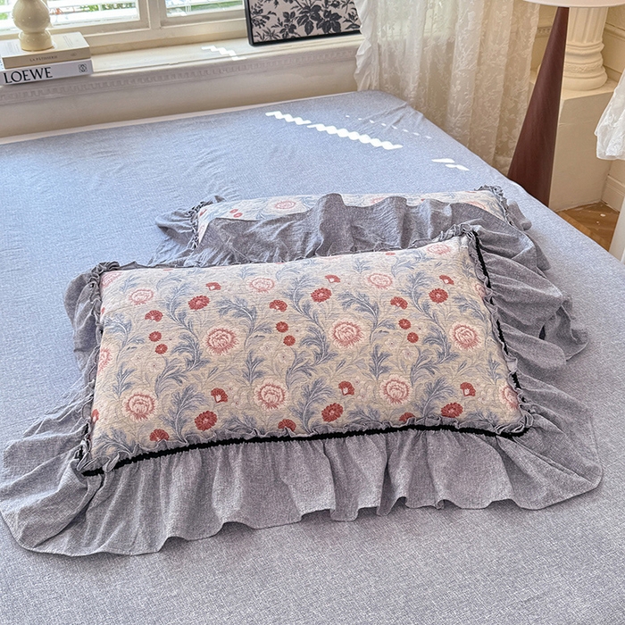 91家纺网 家纺一手货源 找家纺 唐人居 2025新款水洗亚麻四件套 半夏桃花