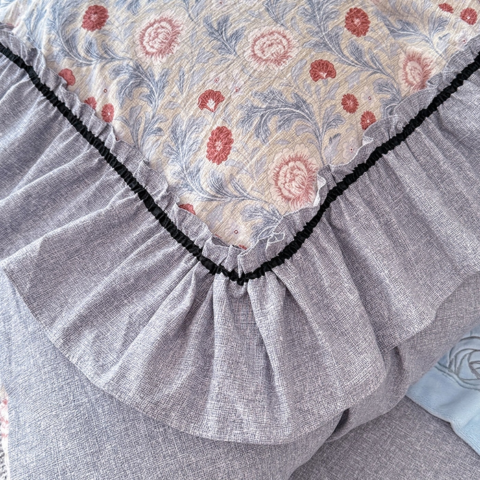 91家纺网 家纺一手货源 找家纺 唐人居 2025新款水洗亚麻四件套 半夏桃花