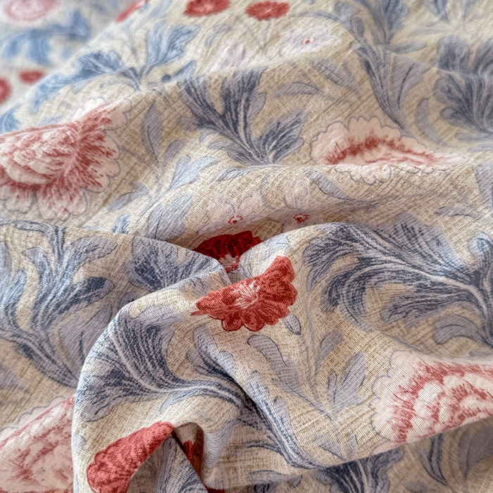 91家纺网 家纺一手货源 找家纺 唐人居 2025新款水洗亚麻四件套 半夏桃花