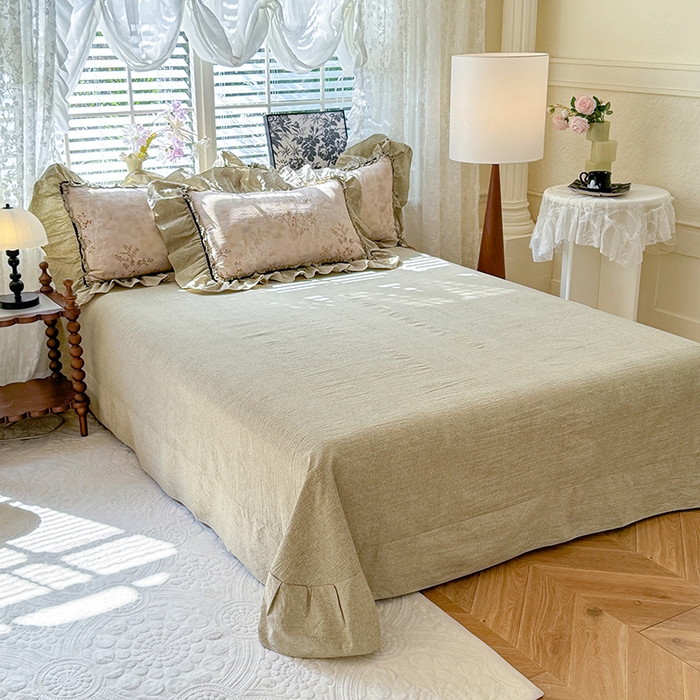 91家纺网 家纺一手货源 找家纺 唐人居 2025新款水洗亚麻四件套 春日来信