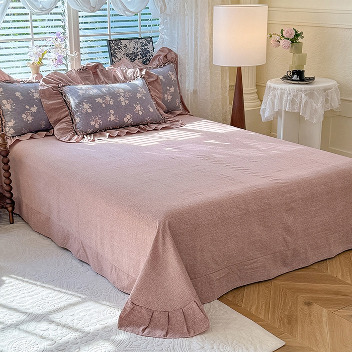 91家纺网 家纺一手货源 找家纺 唐人居 2025新款水洗亚麻四件套 夕颜-兰