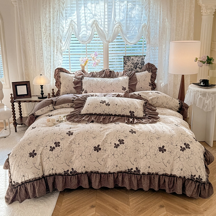 91家纺网 家纺一手货源 找家纺 唐人居 2025新款水洗亚麻四件套 芳华